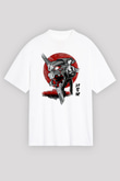Evangelion Baskılı Beyaz Unisex Oversize Tişört - Tshirt