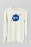 Evangelion Baskılı Beyaz Unisex Sweatshirt