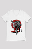 Evangelion Baskılı Beyaz Unisex V Yaka Tişört - Tshirt