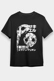 Evangelion Baskılı Unisex Siyah Tişört - Tshirt