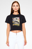 Evel Knievel Siyah   Crop Top Tişört