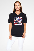 Evel Knievel Siyah Unisex  V Yaka Tişört