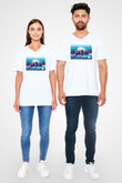 Everest Beyaz Unisex V Yaka Tişört