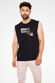 Evrim Astronot Baskılı Unisex Kolsuz Siyah Tişört - Tshirt