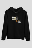 Evrim Astronot Baskılı Unisex Siyah Hoodie