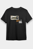 Evrim Astronot Baskılı Unisex Siyah Tişört - Tshirt