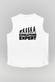 Evrim Biyoloji Baskılı Unisex Kolsuz Beyaz Tişört - Tshirt