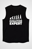 Evrim Biyoloji Baskılı Unisex Kolsuz Siyah Tişört - Tshirt