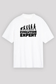 Evrim Biyoloji Baskılı Unisex Oversize Beyaz Tişört - Tshirt
