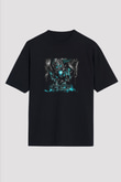 Excision Baskılı Unisex Oversize Siyah Tişört
