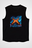 Excision Baskılı Unisex Siyah Kolsuz Tişört