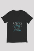 Excision Baskılı Unisex Siyah V Yaka Tişört
