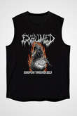 Exhumed Baskılı Unisex Siyah Kolsuz Tişört - Tshirt