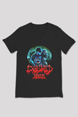 Exhumed Baskılı Unisex Siyah V Yaka Tişört - Tshirt
