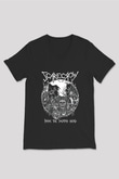 Exhumed Baskılı Unisex Siyah V Yaka Tişört - Tshirt