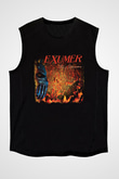 Exumer Baskılı Unisex Siyah Kolsuz Tişört