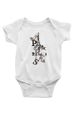 Eyfel Kulesi Baskılı Beyaz Unisex Bebek Body - Zıbın