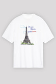 Eyfel Kulesi Beyaz Unisex Oversize Tişört T-Shirt