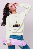 Eyfel Kulesi Beyaz Unisex Sweatshirt