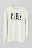 Eyfel Kulesi Beyaz Unisex Sweatshirt