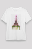 Eyfel Kulesi Beyaz Unisex Tişört T-Shirt - TişörtFabrikası