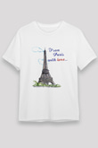 Eyfel Kulesi Beyaz Unisex Tişört T-Shirt - TişörtFabrikası