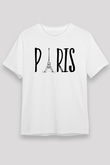 Eyfel Kulesi Beyaz Unisex Tişört T-Shirt - TişörtFabrikası