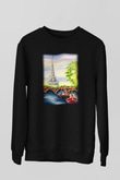 Eyfel Kulesi Siyah Unisex Sweatshirt