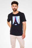 Eyfel Kulesi Siyah Unisex Tişört T-Shirt - TişörtFabrikası