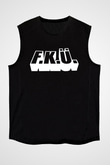 F.K.Ü Baskılı Unisex Siyah Kolsuz Tişört - Tshirt