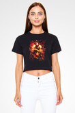 Fable Siyah  Crop Top Tişört