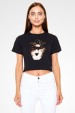 Fable Siyah  Crop Top Tişört