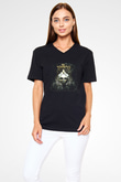 Faceless (The) Baskılı Unisex Siyah V Yaka Tişört