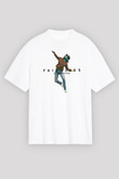 Faithless Baskılı Beyaz Unisex Oversize Tişört - Tshirt