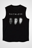 Faithless Baskılı Unisex Siyah Kolsuz Tişört - Tshirt