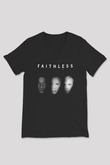 Faithless Baskılı Unisex Siyah V Yaka Tişört - Tshirt