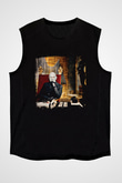 Fantomas Baskılı Unisex Siyah Kolsuz Tişört