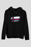 Faroe Adaları - Faroe İslands Bayrağı Baskılı Unisex Siyah Hoodie