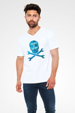 Fast N' Loud Beyaz Unisex V Yaka Tişört T-Shirt