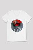 Fates Warning Baskılı Beyaz Unisex V Yaka Tişört - Tshirt