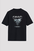 Fear Factory Baskılı Unisex Siyah Oversize Tişört