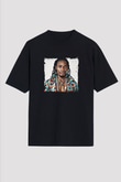 Fetty Wap Baskılı Unisex Oversize Siyah Tişört