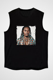 Fetty Wap Baskılı Unisex Siyah Kolsuz Tişört