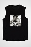 Fetty Wap Baskılı Unisex Siyah Kolsuz Tişört