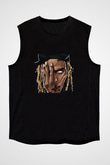 Fetty Wap Baskılı Unisex Siyah Kolsuz Tişört