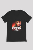 Fetty Wap Baskılı Unisex Siyah V Yaka Tişört