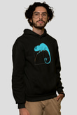 Fibonacci Spirali Bukalemun Baskılı Unisex Siyah Hoodie