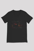 Fibonacci Spirali Renkli Baskılı Unisex V Yaka Siyah Tİşört - Tshirt