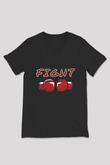 Fight Baskılı Unisex Siyah  V Yaka Tişört