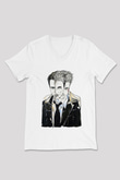 Fight Club (Tyler Durden) Baskılı Beyaz Unisex V Yaka Tişört - Tshirt